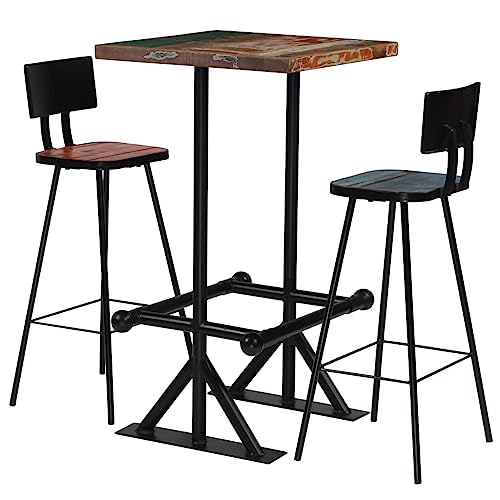 BOWEKAM Bar-Set, 3-teilig, massives Altholz, mehrfarbig, Möbelsets, Küchen- und Esszimmermöbel-Sets von BOWEKAM