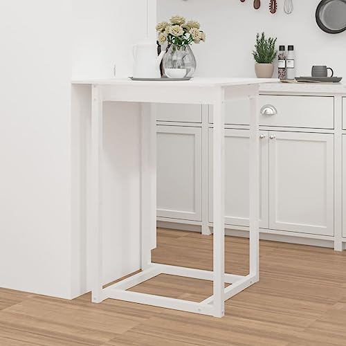 BOWEKAM Bartisch Weiß 80x80x110cm Massivholz Kiefer Möbel Tisch Küchen- & Esszimmertische von BOWEKAM