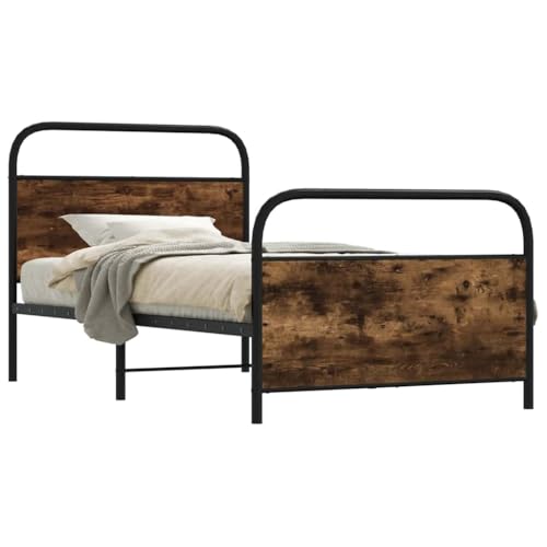 BOWEKAM Bettgestell ohne Matratze 90x190 cm Einzelbett Räuchereiche Holzwerkstoff von BOWEKAM