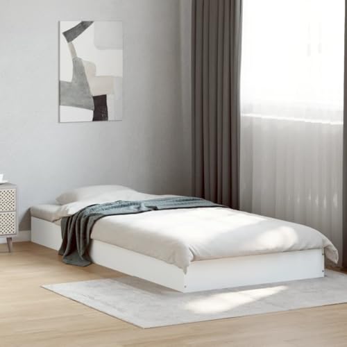 BOWEKAM Bettgestell ohne Matratze weiß 75x190 cm klein Einzelbett Holzwerkstoff von BOWEKAM