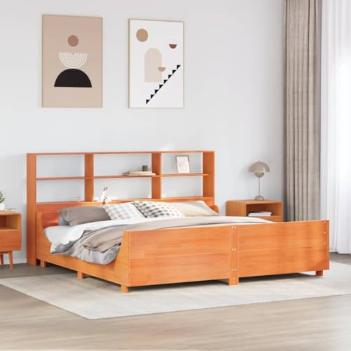 BOWEKAM Bücherregal Bett ohne Matratze Wachs braun 180x200 cm Super King Massivholz BOWEKAM Bücherregal Bett ohne Matratze Wachs braun 180x200 cm Super King Massivholz von BOWEKAM