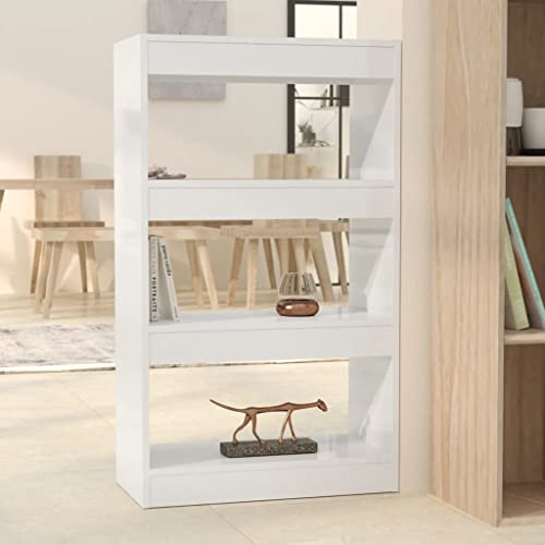 BOWEKAM Bücherschrank Raumteiler Hochglanz Weiß 60x30x103cm Holzwerkstoff von BOWEKAM