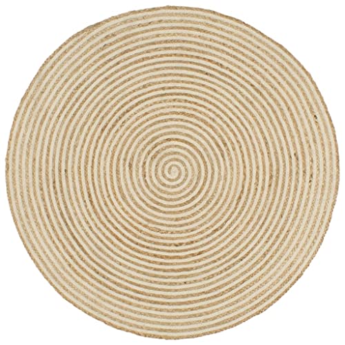 BOWEKAM Decor-Rugs-Handgefertigter Teppich Jute mit Spiral-Design weiß 90 cm von BOWEKAM