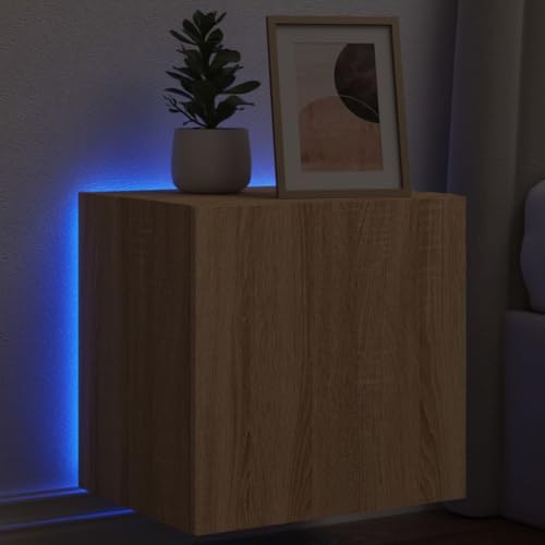BOWEKAM Entertainment Centers & TV Stands-TV Wandschrank mit LED-Leuchten Sonoma Eiche 40,5x35x40 cm von BOWEKAM