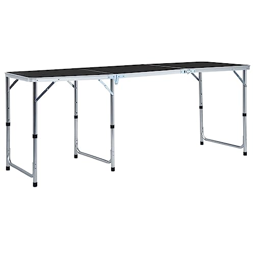 BOWEKAM Faltbarer Campingtisch, Aluminium, 180 x 60 cm, Sportartikel, Outdoor-Freizeit, Camping und Wandern, Camping-Möbel, Grau von BOWEKAM