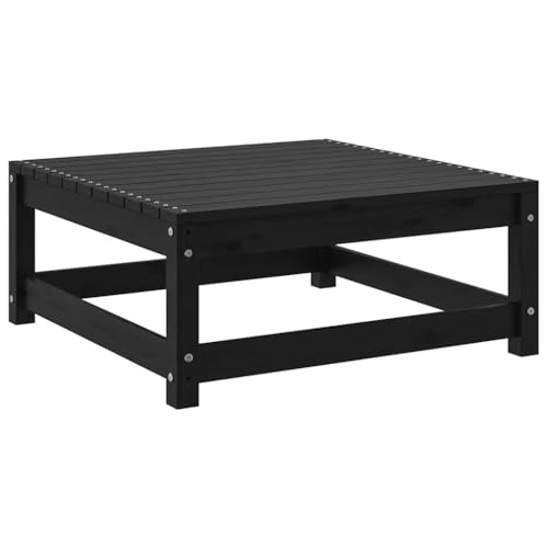 BOWEKAM Garten-Fußhocker, 70 x 70 x 30 cm, Schwarz, Massivholz, Kiefermöbel, Outdoor-Möbel, Sitzgelegenheiten im Freien, Sektionalsofas von BOWEKAM