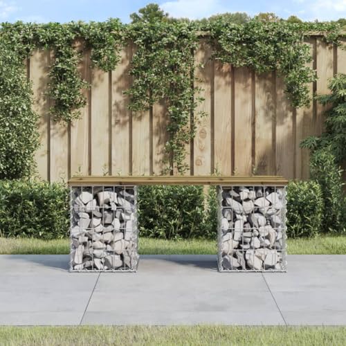 BOWEKAM Gartenbank Gabion Design 103x31x42cm Kiefer imprägniert von BOWEKAM