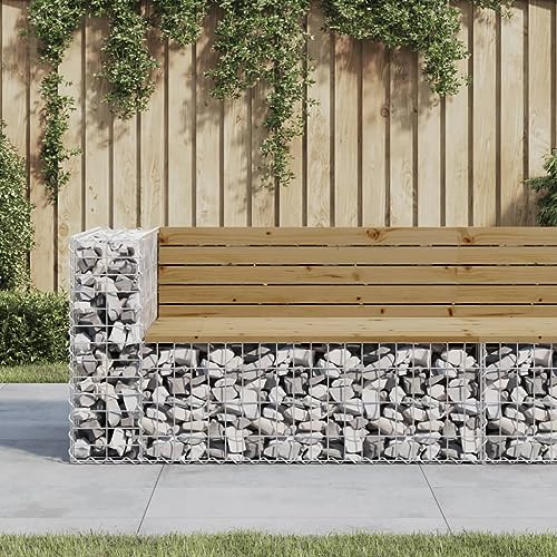 BOWEKAM Gartenbank Gabion Design 122x71x65,5cm Kiefer imprägniert von BOWEKAM