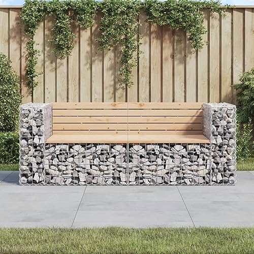BOWEKAM Gartenbank Gabion Design 184x71x65,5cm Kiefer Massivholz von BOWEKAM