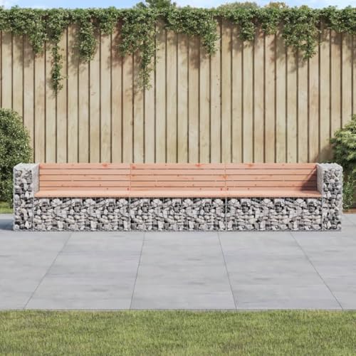 BOWEKAM Gartenbank Gabion Design 347x71x65,5cm Massivholz Douglas von BOWEKAM