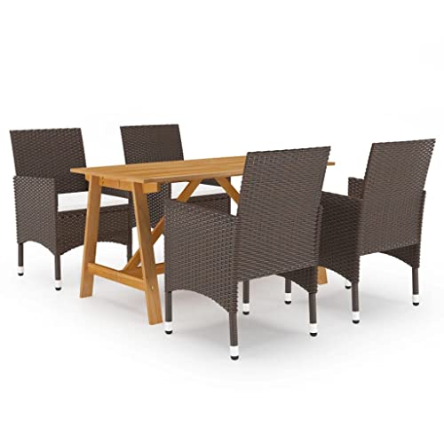 BOWEKAM Gartenmöbel-Set für den Außenbereich, 5-teilig, mit Kissen, Braun von BOWEKAM
