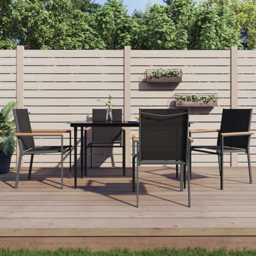 BOWEKAM Gartenmöbel-Set für den Außenbereich, 5-teilig, schwarzes Textilene und Stahl von BOWEKAM