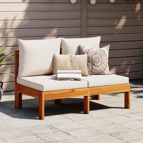 BOWEKAM Gartensofa Armlos mit Kissen 2-Sitzer Massivholz Akazie von BOWEKAM