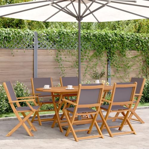 BOWEKAM Gartenstuhl klappbar 6 Stück Anthrazit Stoff und Massivholz von BOWEKAM