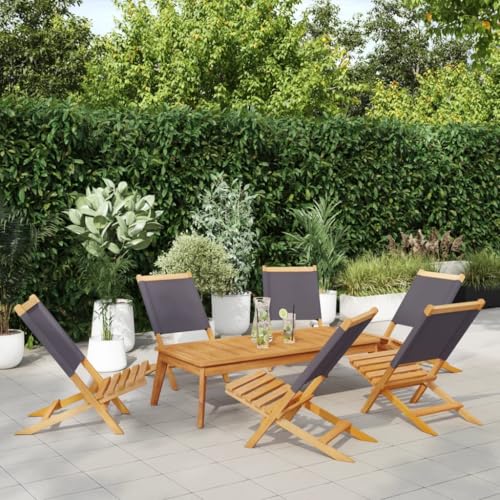 BOWEKAM Gartenstuhl klappbar 6 Stück Anthrazit Stoff und Massivholz BOWEKAM Gartenstuhl klappbar 6 Stück Anthrazit Stoff und Massivholz von BOWEKAM