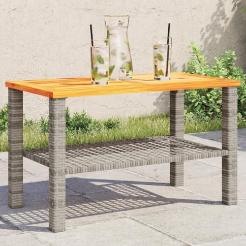 BOWEKAM Haus und Garten - Gartentisch grau 70 x 38 x 42 cm Poly-Rattan Akazienholz Möbelauswahl von BOWEKAM