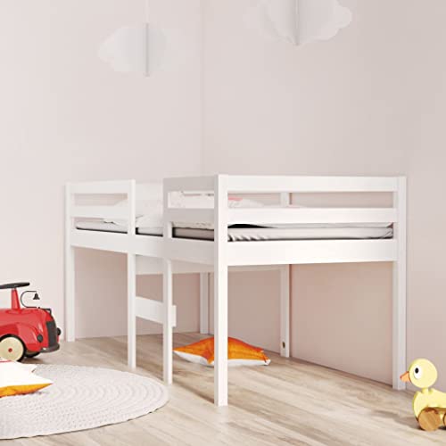 BOWEKAM Hochbett ohne Matratze weiß 90x190 cm Einzelbett Massivholz Kiefer von BOWEKAM