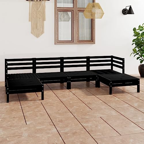 BOWEKAM Home & Garden-6-teiliges Garten-Lounge-Set, schwarz, Massivholz, Kiefernholz, Möbelwahl von BOWEKAM