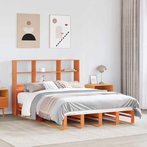 BOWEKAM Home & Garden-Bookcase Bett ohne Matratze Wax Braun 140x190 cm Massivholz-Möbel Wahl von BOWEKAM