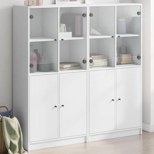 BOWEKAM Home & Garden-Bookcase mit Türen, Weiß, 136 x 37 x 142 cm, Holzmöbel Wahl von BOWEKAM