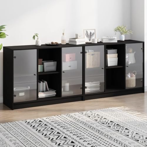 BOWEKAM Home & Garden-Bookcase mit Türen schwarz 204x37x75cm Holzmöbel Wahl von BOWEKAM