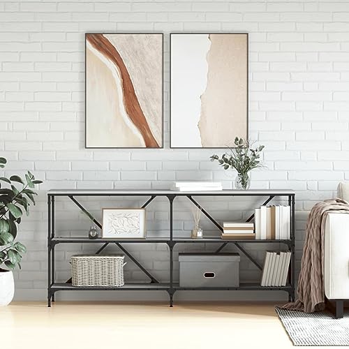 BOWEKAM Home & Garden-Console Table Grey Sonoma 160x30x75 cm Engineered Wood and Iron-Furniture Choice von BOWEKAM