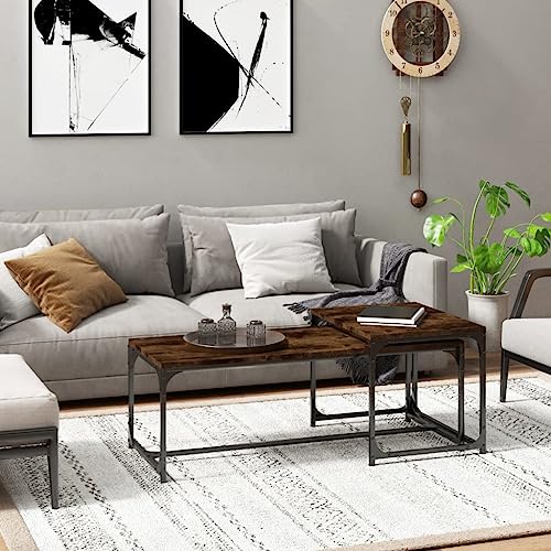 BOWEKAM Home & Garden-Couchtische, 2 Stück, geräucherte Eiche, Holz-Möbel Wahl von BOWEKAM