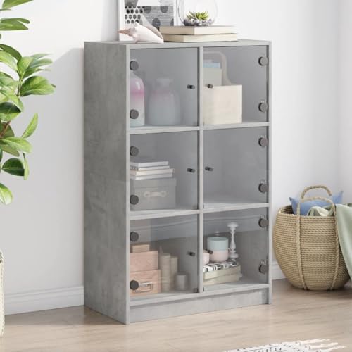 BOWEKAM Home & Garden-Highboard mit Türen Betongrau 68x37x109 cm Holz-Möbel Wahl von BOWEKAM