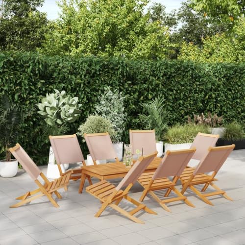 BOWEKAM Home & Garden Klappbare Gartenstühle 8 Stück Taupe Stoff und Massivholz Möbel Wahl von BOWEKAM