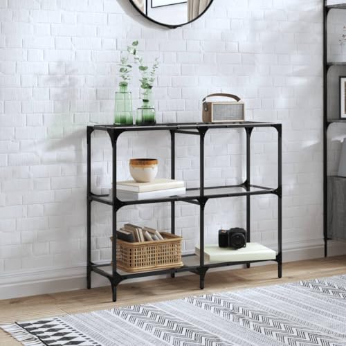BOWEKAM Home & Garden Konsolentisch mit transparenter Glasplatte 98x30x81cm Stahlmöbel Wahl von BOWEKAM