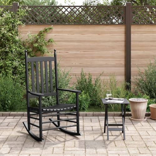 BOWEKAM Home & Garden-Schaukelstuhl mit klappbarem Tisch, schwarz, Massivholz, Pappel-Möbel Wahl von BOWEKAM