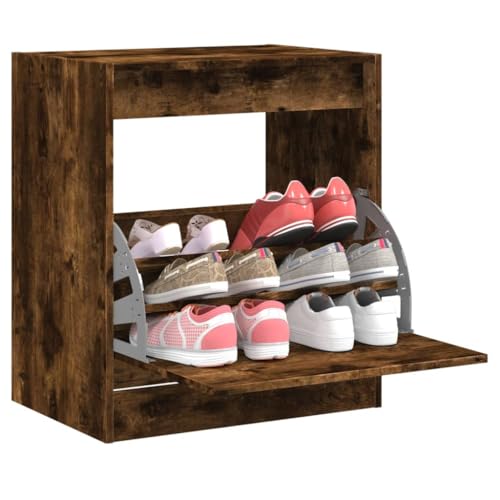 BOWEKAM Home & Garden – Schuhschrank Eiche Rauchgrau 60 x 42 x 69 cm Ingenieurholz – Wahl von BOWEKAM