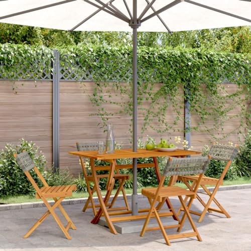BOWEKAM Klappbare Gartenstühle 4 Stück grau Poly Rattan und Massivholz von BOWEKAM