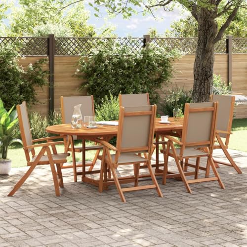 BOWEKAM Klappbare Gartenstühle 6 Stück Massivholz Akazie und Textilene von BOWEKAM