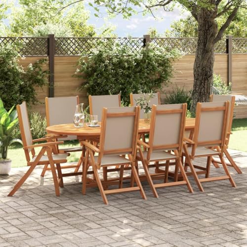BOWEKAM Klappbare Gartenstühle 8 Stück Massivholz Akazie und Textilene von BOWEKAM