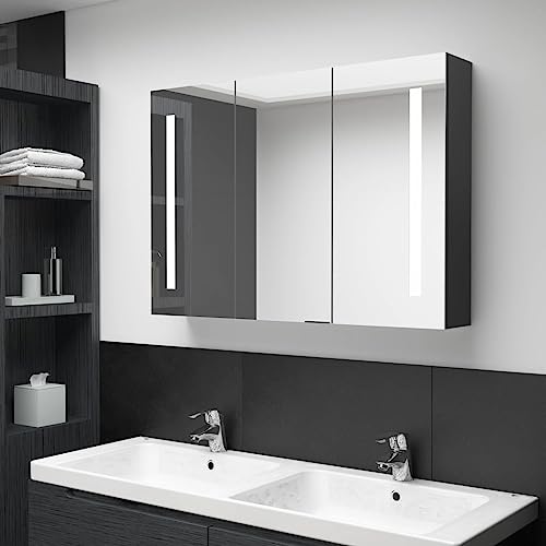 BOWEKAM LED Badspiegelschrank 89x14x62cm schwarz glänzend von BOWEKAM