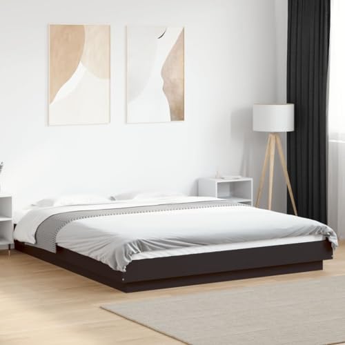 BOWEKAM Möbel, Betten & Accessoires, Betten & Bettrahmen, Bettgestell mit LED-Leuchten ohne Matratze, schwarz, 160 x 200 cm von BOWEKAM