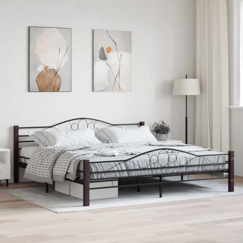 BOWEKAM Möbel, Betten & Accessoires, Betten & Bettrahmen, Bettgestell ohne Matratze, schwarzes Metall, 200 x 200 cm von BOWEKAM
