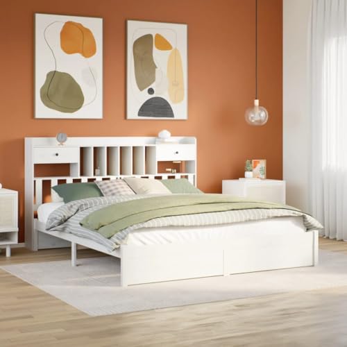 BOWEKAM Möbel, Betten & Accessoires, Betten & Bettrahmen, Bücherregal Bett ohne Matratze, Weiß, 200 x 200 cm, Massivholz, Kiefer BOWEKAM Möbel, Betten & Accessoires, Betten & Bettrahmen, Bücherregal Bett ohne Matratze, Weiß, 200 x 200 cm, Massivholz, Kiefer von BOWEKAM