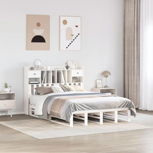 BOWEKAM Möbel, Betten & Accessoires, Betten & Bettrahmen, Bücherregal Bett ohne Matratze Weiß 160x200 cm Massivholz Kiefer BOWEKAM Möbel, Betten & Accessoires, Betten & Bettrahmen, Bücherregal Bett ohne Matratze Weiß 160x200 cm Massivholz Kiefer von BOWEKAM