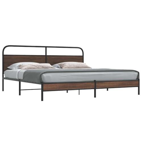 BOWEKAM Möbel, Betten & Accessoires, Betten & Bettrahmen, Metallbettrahmen ohne Matratze, braune Eiche, 180 x 200 cm, Super-Kingsize-Bett von BOWEKAM