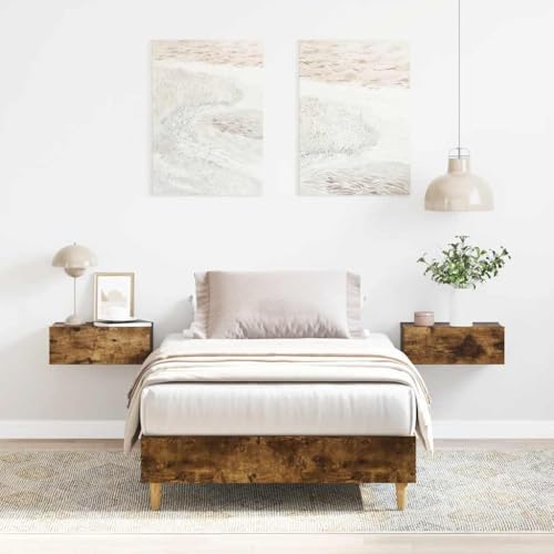 BOWEKAM Möbel, Betten & Zubehör, Betten & Bettrahmen, Bettrahmen Keine Matratze Räuchereiche 90x190 cm Single Engineered Holz von BOWEKAM