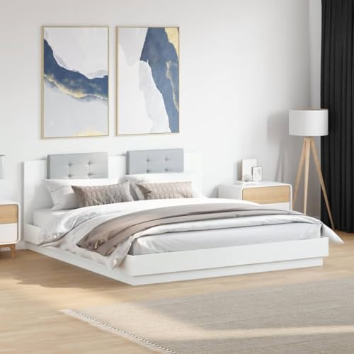 BOWEKAM Möbel, Betten & Zubehör, Betten & Bettrahmen, Bettrahmen mit LED ohne Matratze, Weiß, 180 x 200 cm, Super-Kingsize-Bett von BOWEKAM