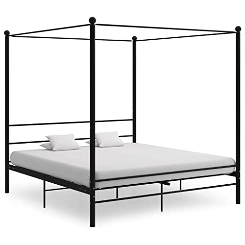BOWEKAM Möbel, Betten & Zubehör, Betten & Bettrahmen, Bettrahmen ohne Matratze, schwarzes Metall, 200 x 200 cm von BOWEKAM