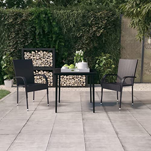 BOWEKAM Möbel, Gartenmöbel, Gartenmöbel-Set, 3-teilig, Schwarz von BOWEKAM