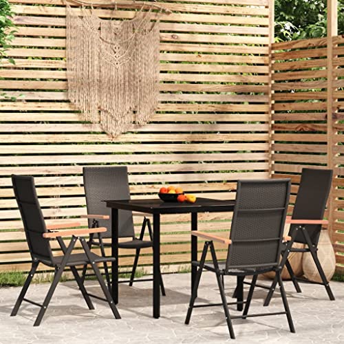 BOWEKAM Möbel, Gartenmöbel, Gartenmöbel-Set, 5-teilig, Schwarz von BOWEKAM
