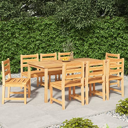BOWEKAM Möbel, Gartenmöbel, Gartenmöbel-Sets, 9-teiliges Garten-Esszimmer-Set, Massivholz, Teakholz von BOWEKAM