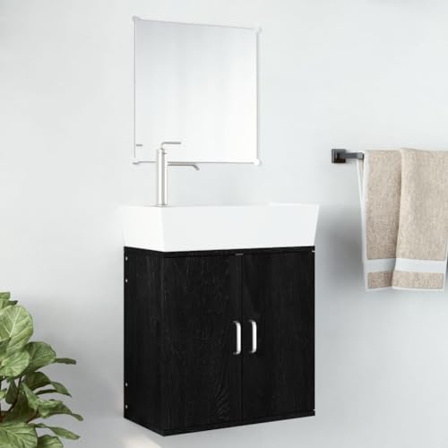 BOWEKAM Möbel, Möbelsets, Badezimmermöbel-Sets, 2-teiliges Badezimmermöbel-Set, schwarzes Holzwerkstoff von BOWEKAM