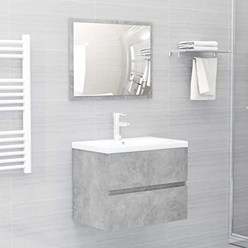 BOWEKAM Möbel, Möbelsets, Badezimmermöbel-Sets, Badezimmermöbel-Set, Betongrau, Holzwerkstoff von BOWEKAM