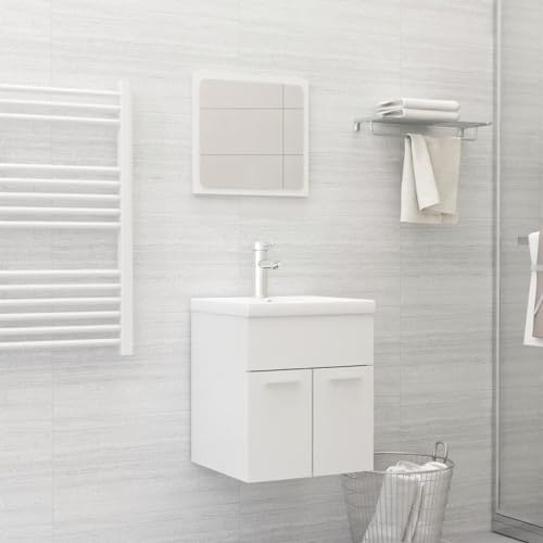 BOWEKAM Möbel, Möbelsets, Badezimmermöbel-Sets, Badezimmermöbel-Set, Hochglanz-Weiß, Holzwerkstoff von BOWEKAM